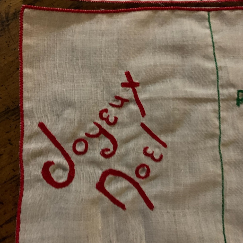 Holiday Postcards Cocktail Napkins Embroider Christmas Cloth Mid Century Linens - Picture 6 of 14